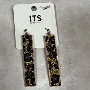 Leopard Goldtone 2.5” Earrings
